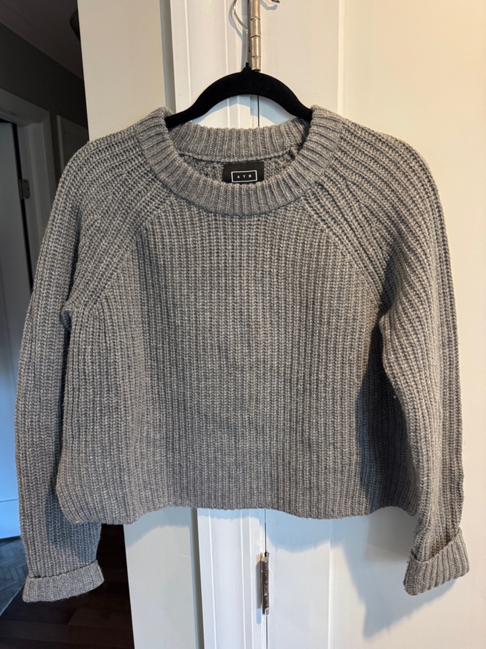 AYR Light Gray Ribbed Crewneck Sweater